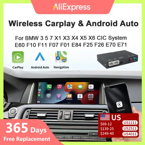 Wireless carplay Android AUTO for BMW 3 5 7 X1 X3 X4 X5 X6 CIC system E60 F10 F11 F07 F01 E84 F25 F26 E70 E71Airplay camera