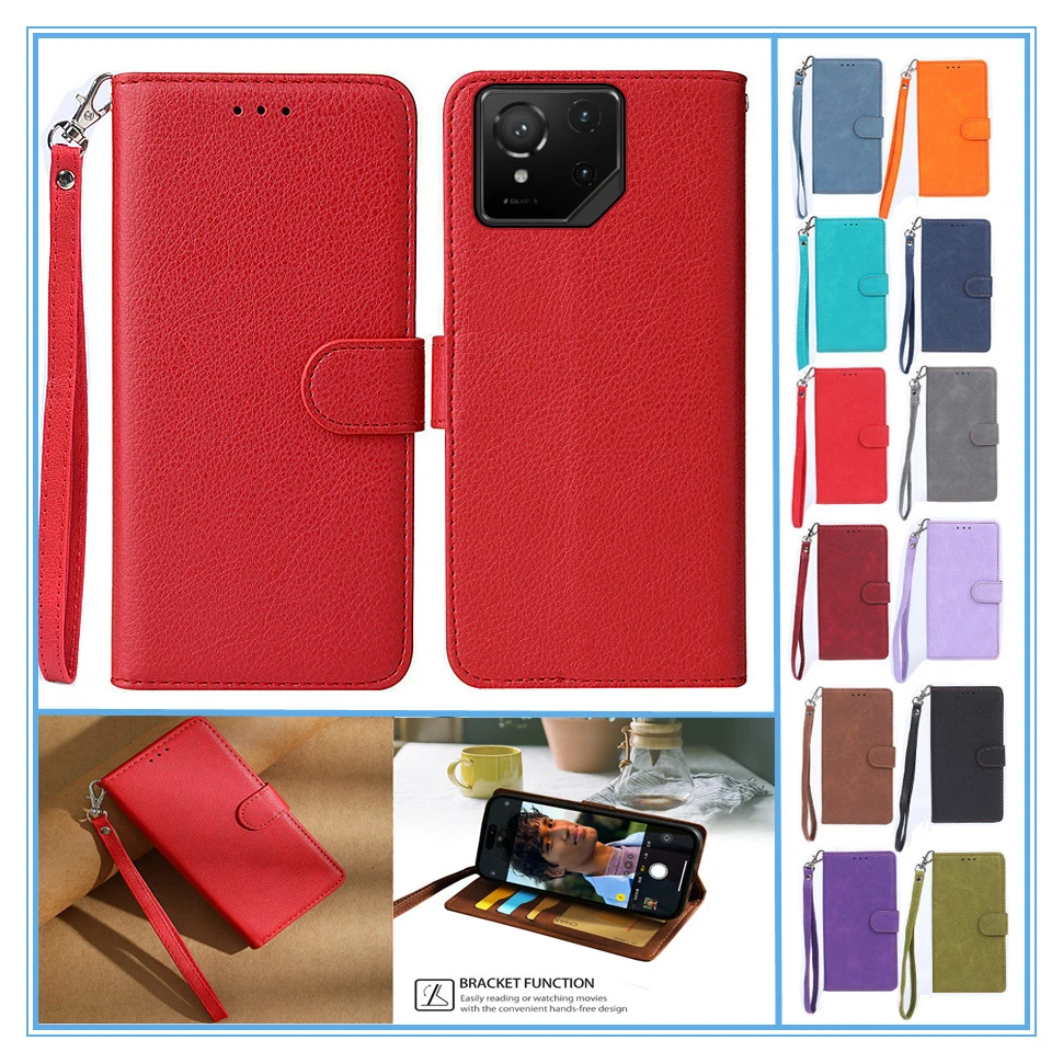 Capa Carteira Flip para Asus ROG Phone 9, Capa Etui para Asus ROG Phone 9 Pro, Capa de Couro para ROG Phone 9 FE, Bolsa para Phone9 5G
