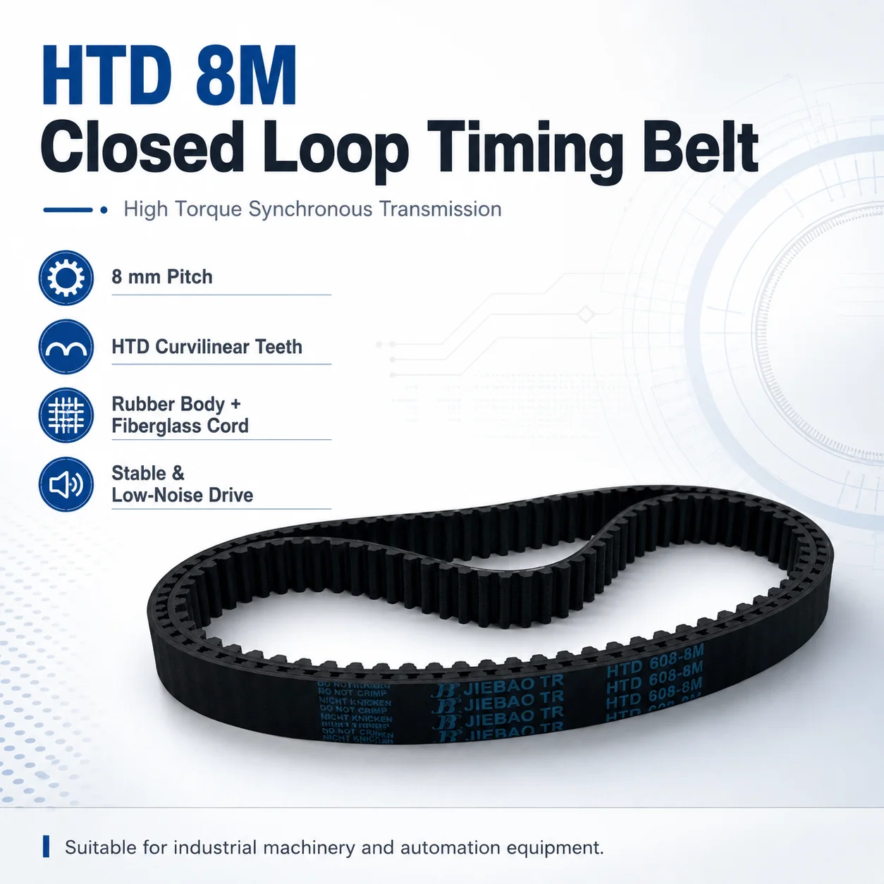 HTD 8M Rubber Timing Belt Perimeter 816 824 832 840 848 856 864 872 880mm HTD8M Machine Drive Width 15~50mm Transmission CNC