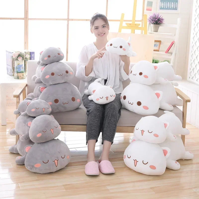 Big Size Kawii Lying Cat Plush Toys Soft Stuffed Cute Cat Doll Lovely Animal Pillow Soft Cartoon Toys for Girls Christmas Gift