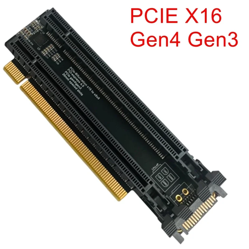 

4P/SATA Port PCI-E 4.0 X16 1 to 2 Expansion Card Gen4 PCI-E Riser Motherboard PCIe-Bifurcation x16 to x8x8 GPU 20mm Spaced Slots