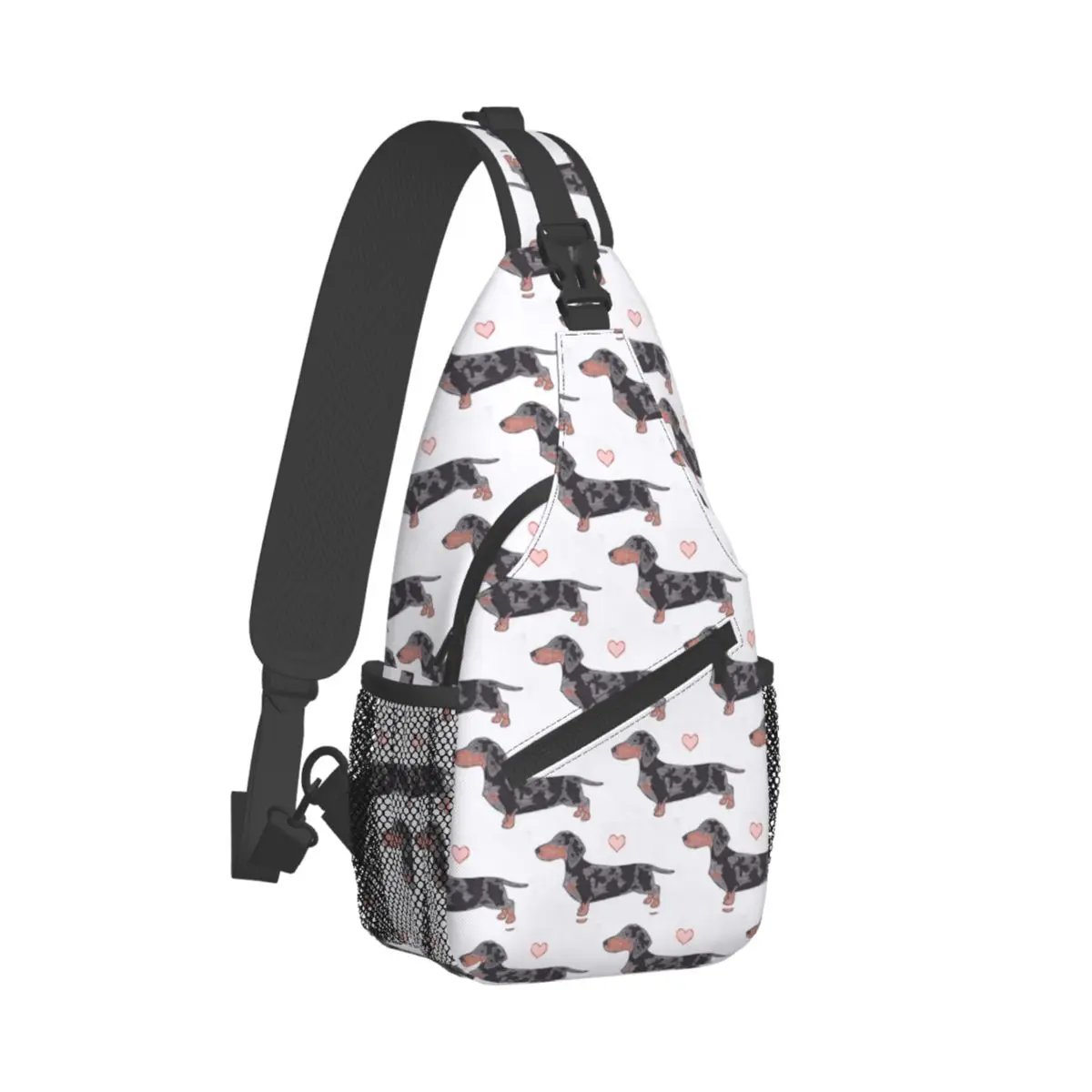 Schattige Hond Teckel Sling Tas Borst Crossbody Schouder Rugzak Outdoor Wandelen Dagrugzakken Dier Cartoon Mannen Vrouwen Tas