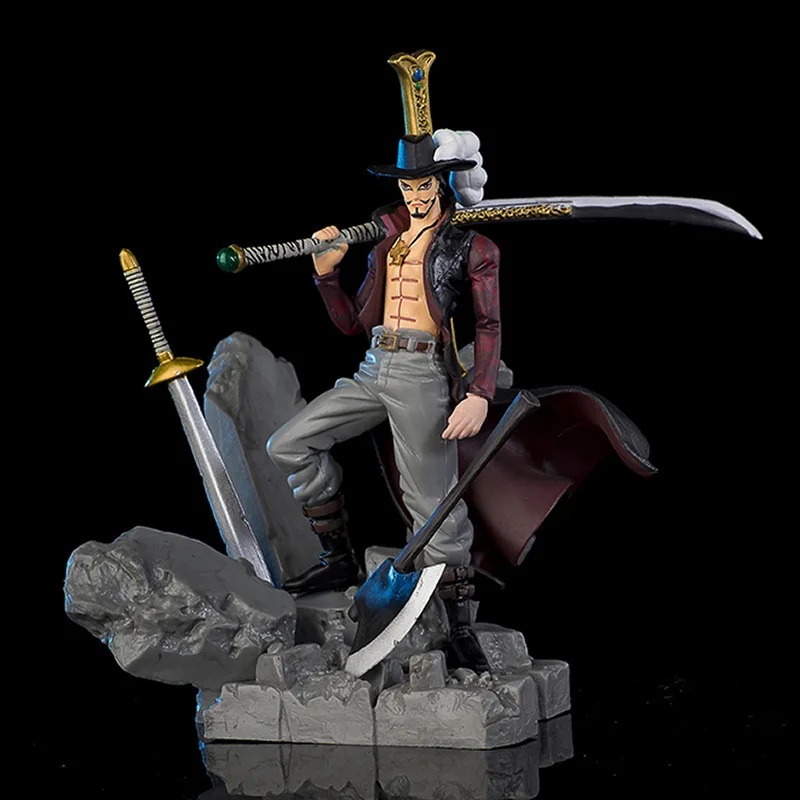 17cm One Piece Anime Figure Dracule Mihawk Top Decisive Battle Action Figure Model Toys Tabletop Decor Dolls Statue Collection