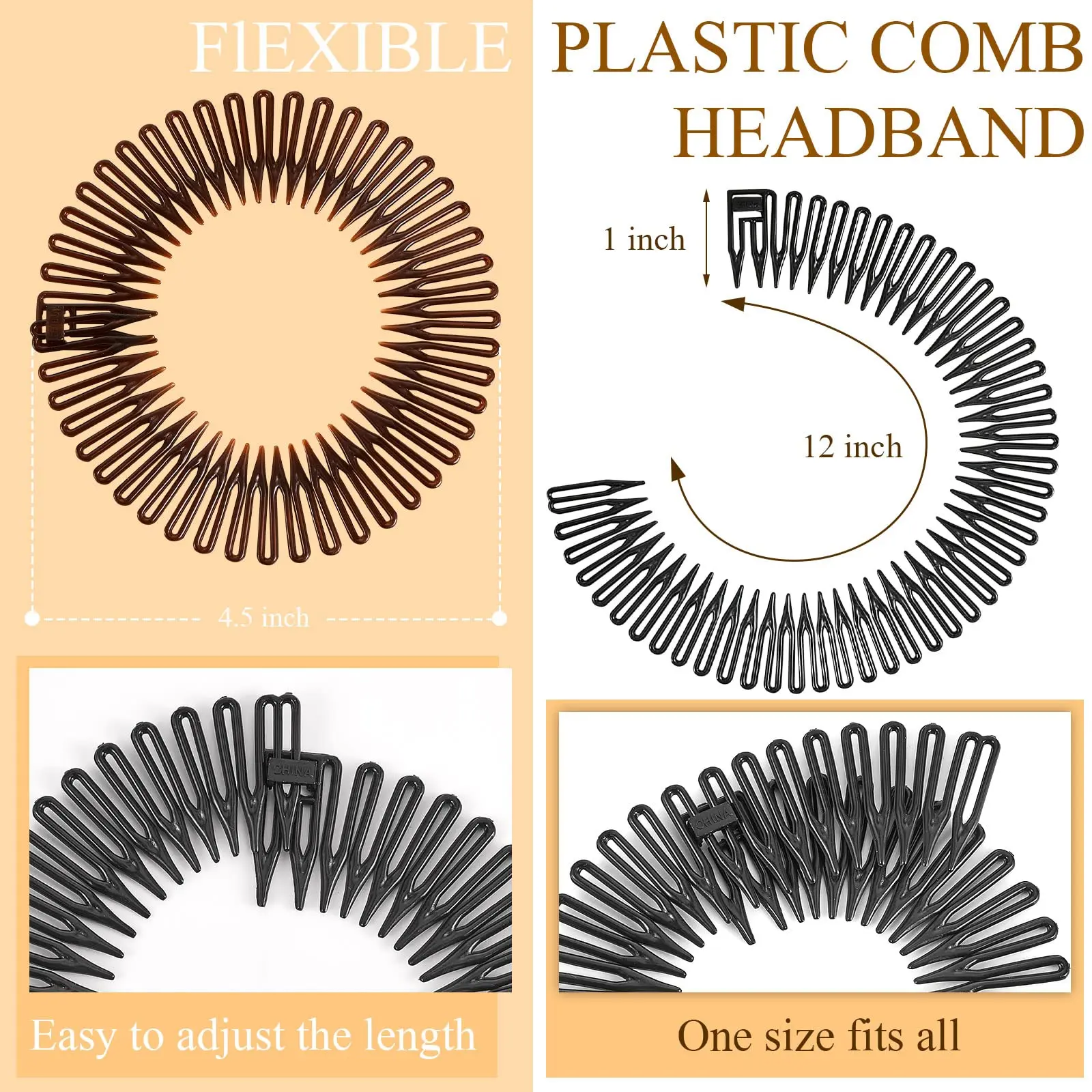 Plastic Full Circle Stretch Flexible Comb Teeth Headband Hair Hoop Band Clip Hairband For Face Wash Fixed Hair Accessories