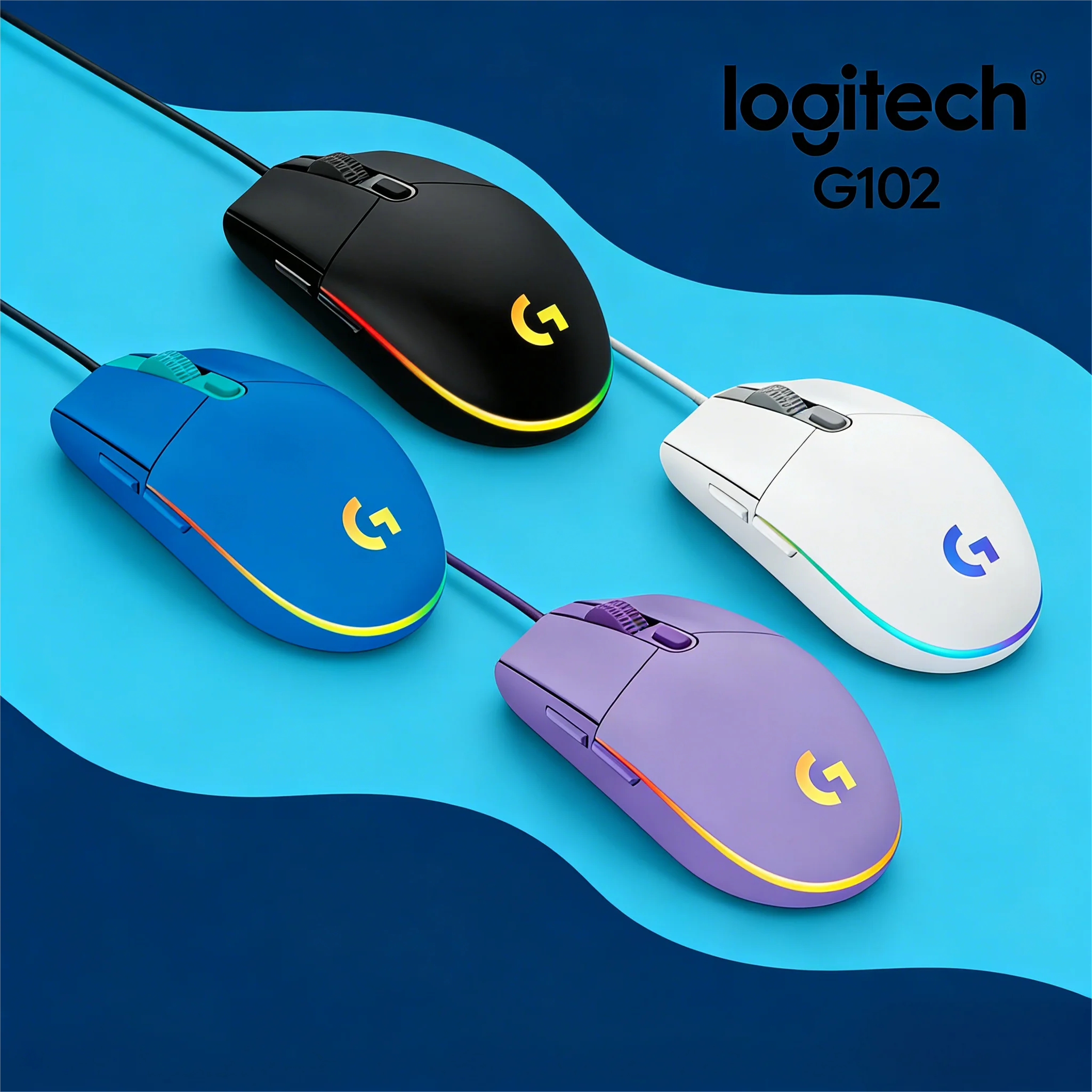 

Logitech G102 Lightsync gaming mouse with 6 programmable buttons, ergonomic grip, suitable for comfortable touch control at home