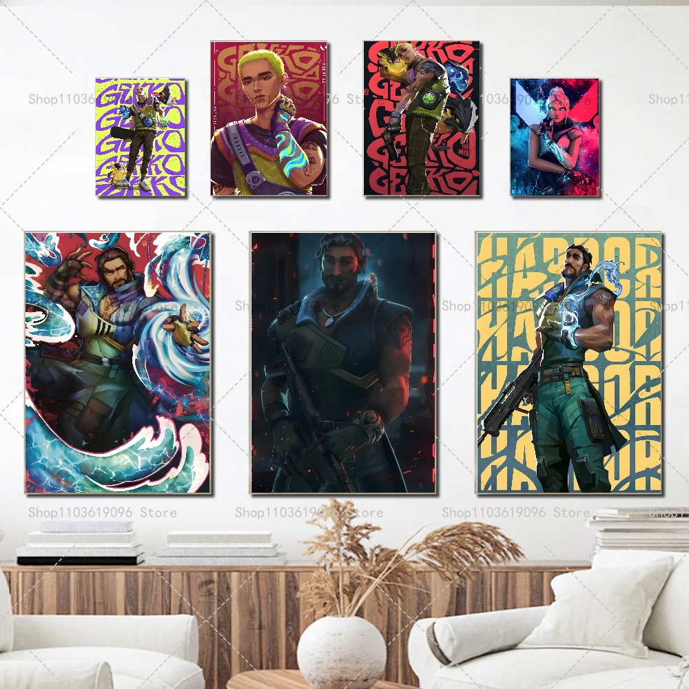 Anime Online Game Valorant Poster Self-adhesive Art Waterproof Paper Sticker Coffee House Bar Room Wall Decor