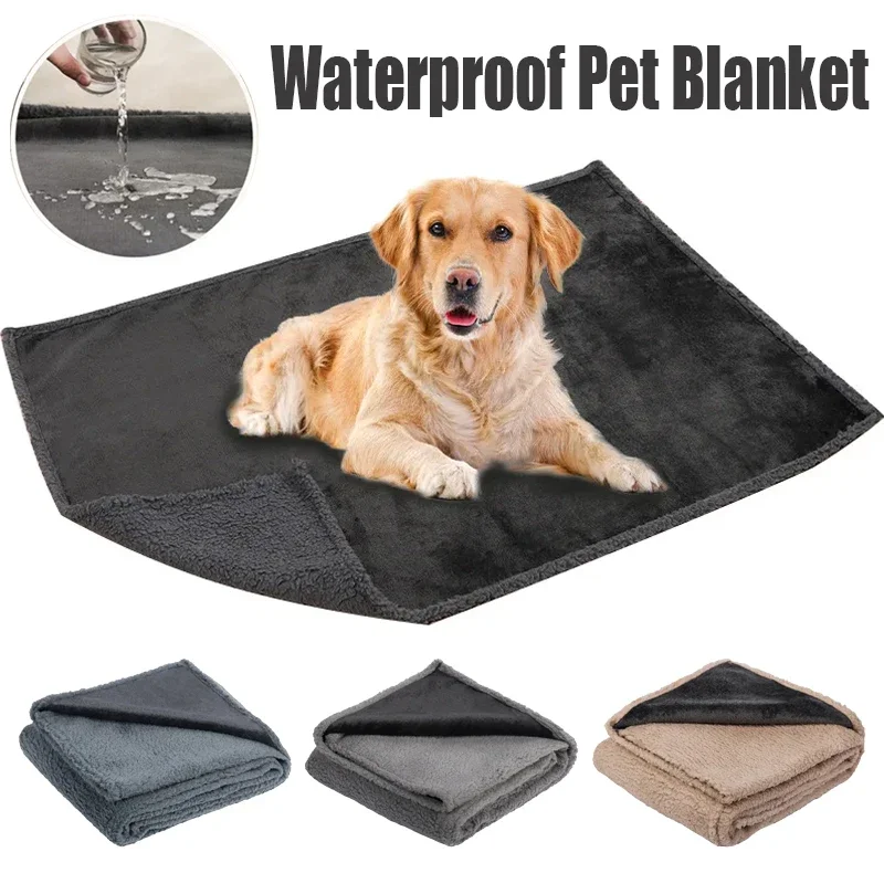 

1PC Waterproof Blanket for Dogs Double Layer Thickened Warm Washable Dog Blankets Short Plush Cover Blanket Four Seasons General