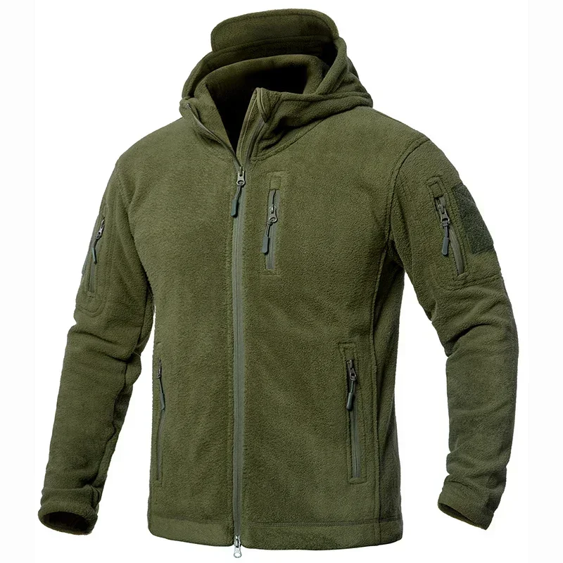 Men's Winter Tactical Fleece Jacket  Warm Full Zip Military Hoodies Multi-Pockets Hiking Hunting Outdoor Coats