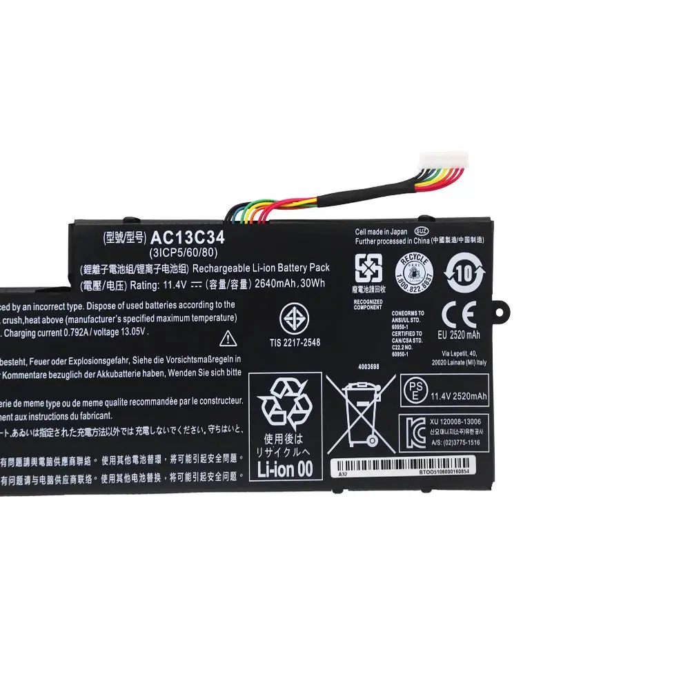 

For Acer Aspire V5-122P V5-132 E3-111 E3-112 ES1-111M MS237 KT.00303.005 11.4V 2640mAh 30WH AC13C34 Laptop Battery