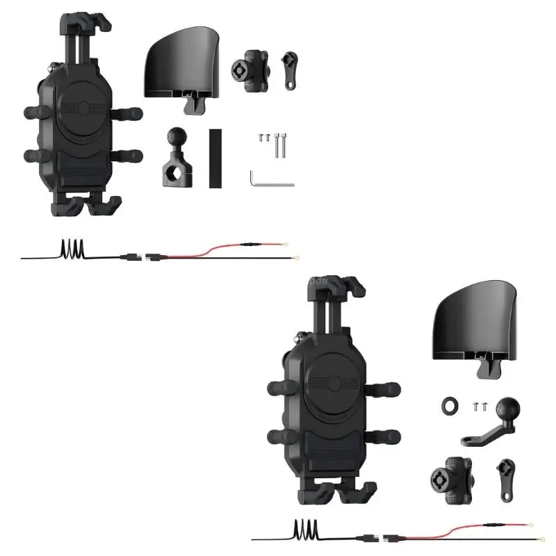 Motorcycle Phone Mount with 15W Wireless Charging & USB C Fast Charging Port, Antitheft Motorcycle Phone Holder