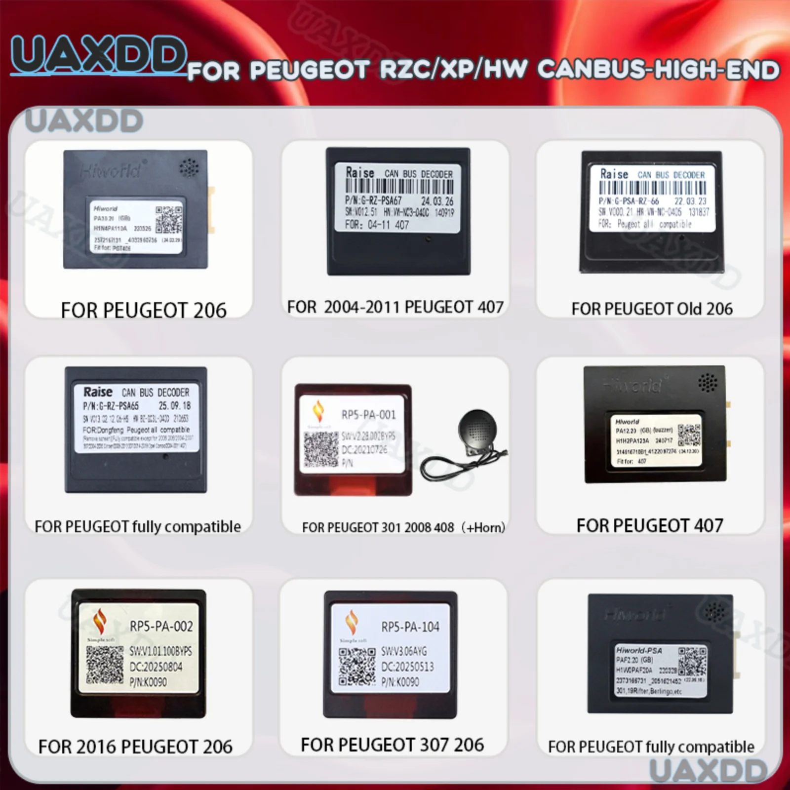 UAXDD 2 Din Car FOR PEUGEOT 2004-2011 407 2016 307 206 Old 206 Fully Compatible 301 2008 408 Canbus Automotive Box Decod Adapter