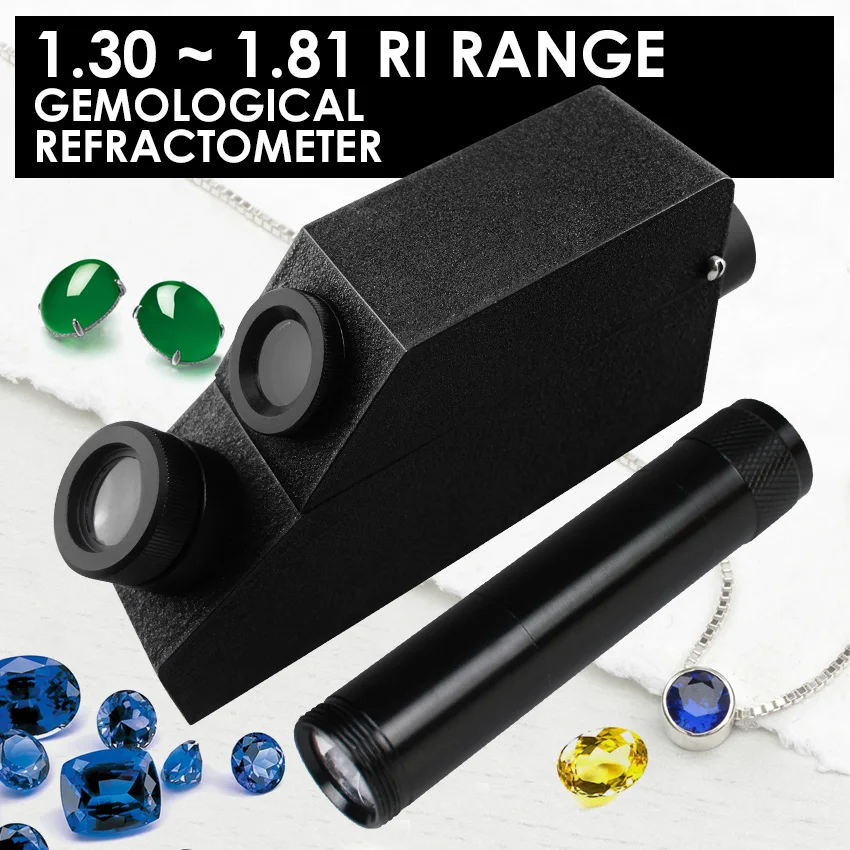 New Heavy Duty Gem Refractometer 1.30-1 RI with Refractive Index Oil High Precision Gem Tools Mini Flashlight Jeweler
