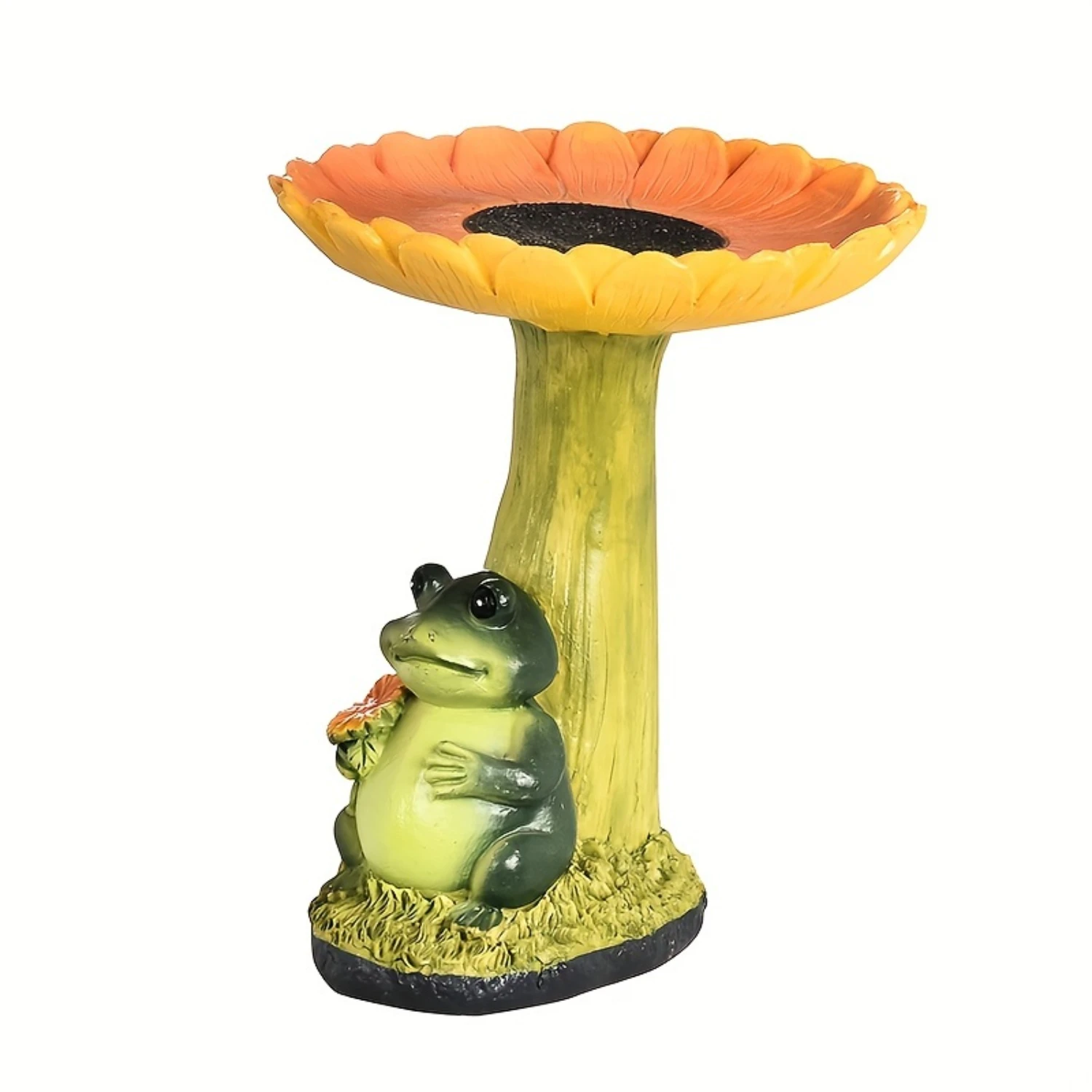 Frog Bird Feeder & Bath for Outdoor Garden Decor, Durable ABS  Sculpture, Hummingbird Feeding Station and Water Basin for Small 