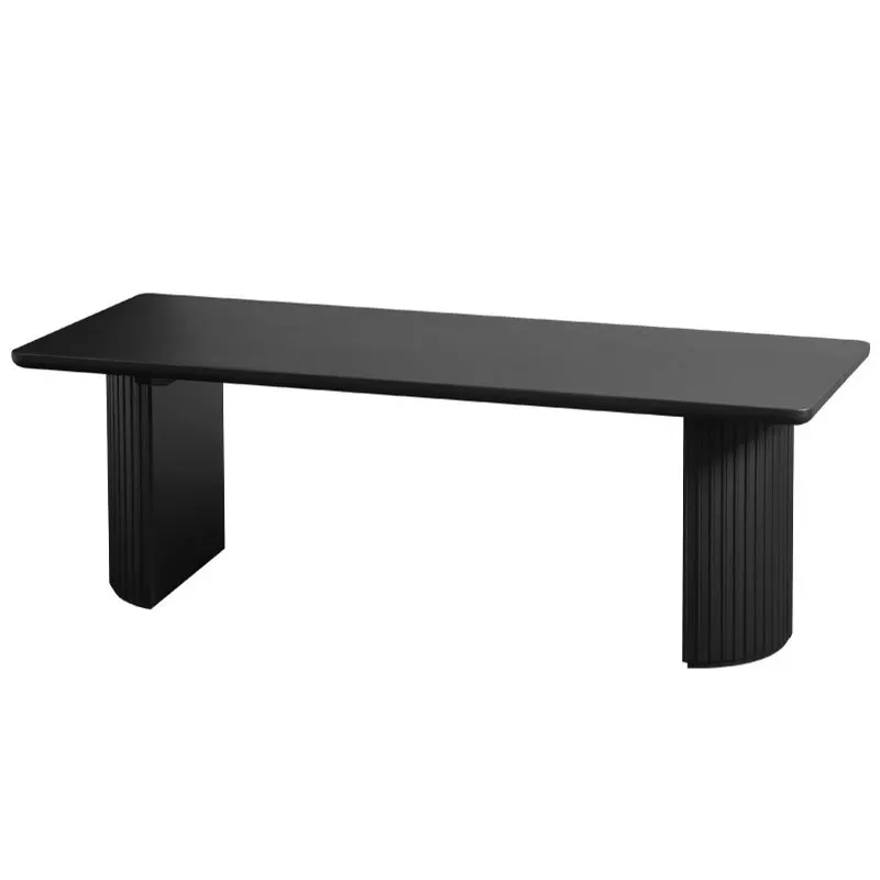 Wabi Sansan Black Solid Wood Dining Table Rectangle Office Negotiation Conference Long Table