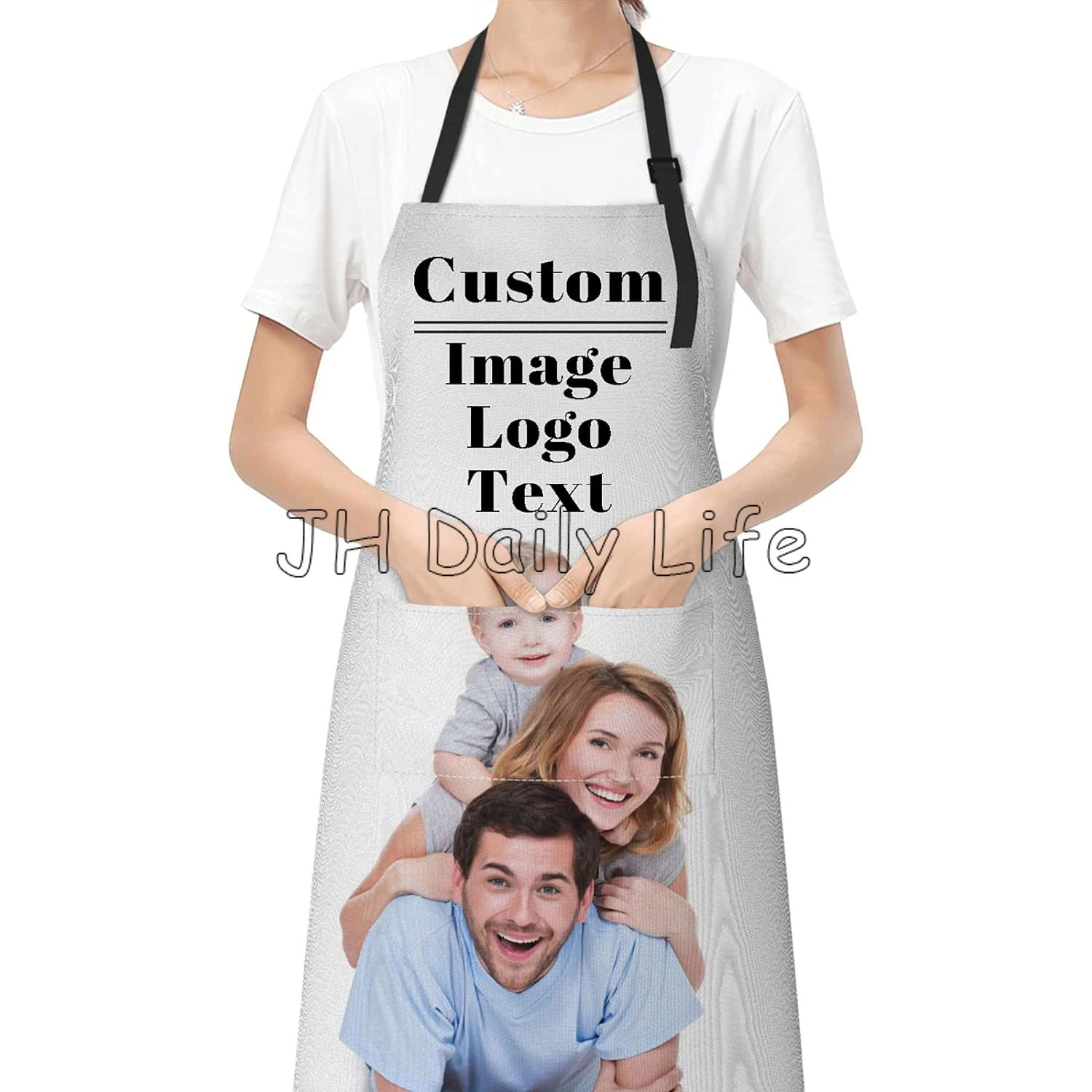 Personalized Aprons Custom Waterproof Kitchen Apron with Pockets for Women Men Customized Name Text Logo Image Photo Chef Apron