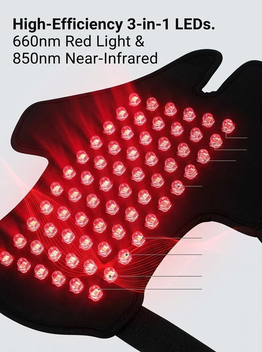 Red Light Therapy Belt with Heat, 78 LED Infrared Wrap for Neck Knee Wrist Pain Relief, 660nm 850nm Wearable Heating Pad