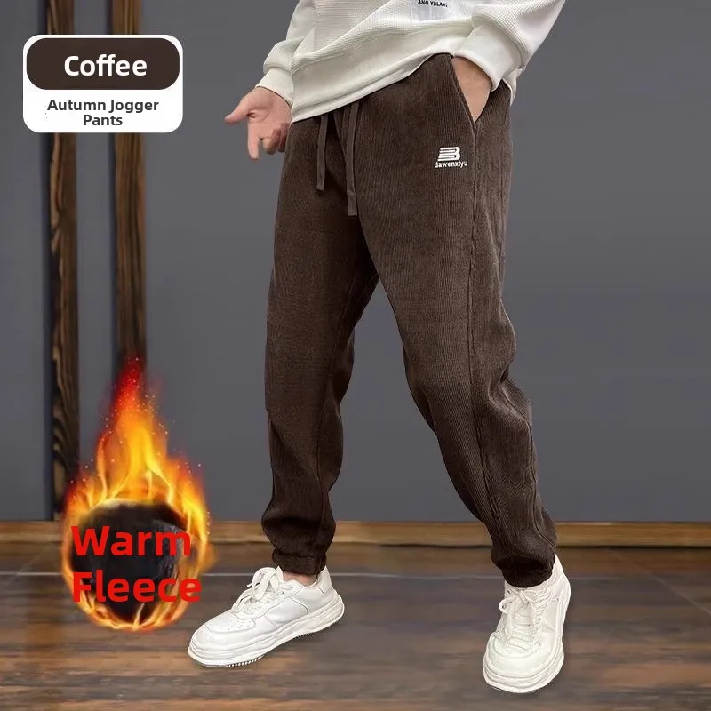 

Men's Fce Lined Casual Pants Loose Comfortable Spor Sle Polyester Fiber Autumn Winter New Arrival Trendy Brand