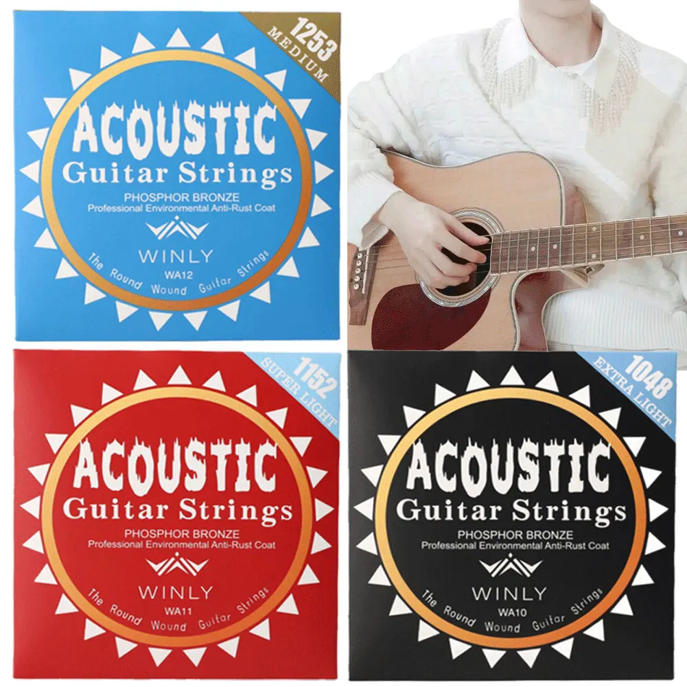 Phosphor Bronze Strings Steel Core Light Acoustic Strings Phosphor Bronze Coating Guitar Strings Guitar Accessories