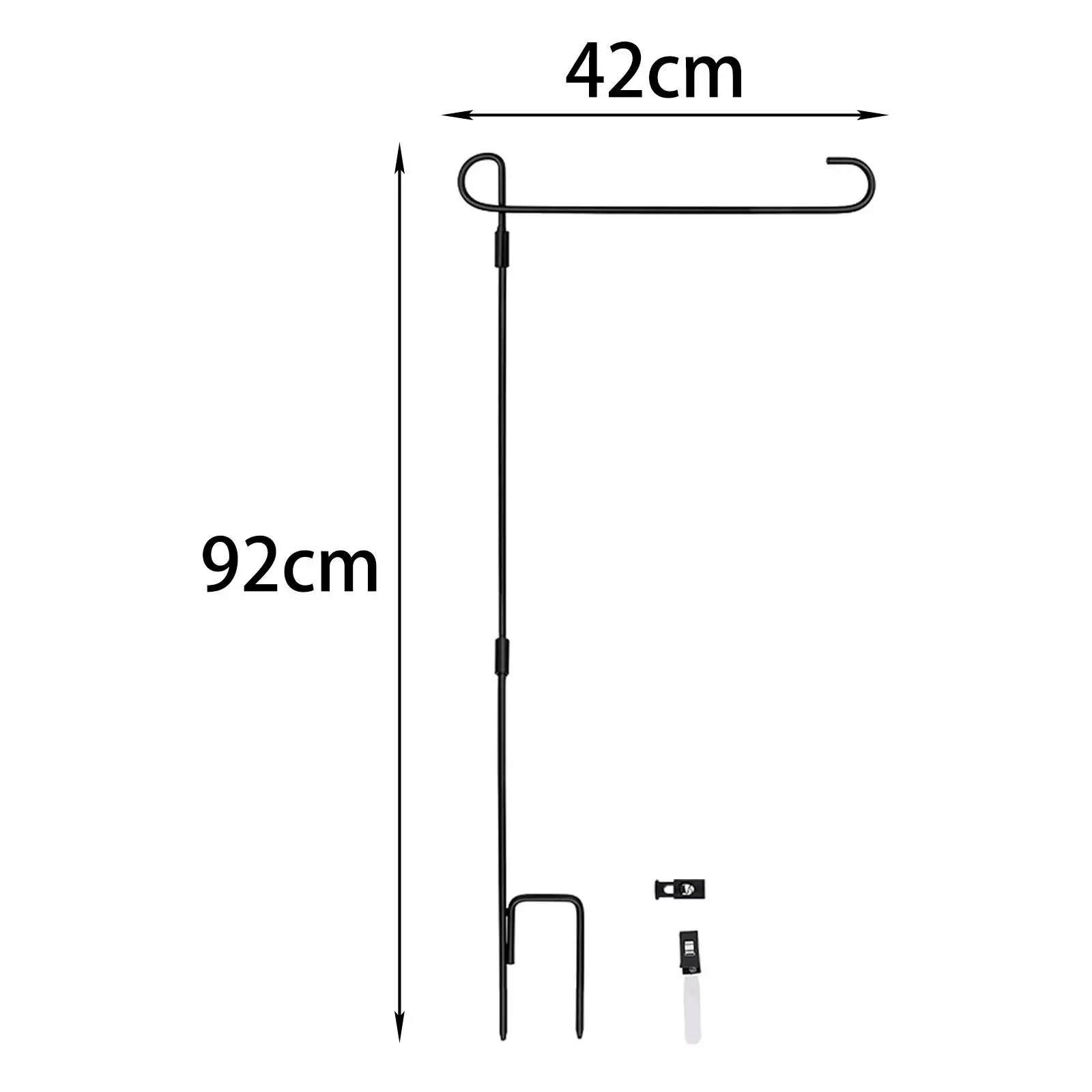 

1 Set Garden Flagpole Holder with Non- Decorative Detachable Wind Flagpole Black Iron Stand for Outdoor Yard Lawn Banner