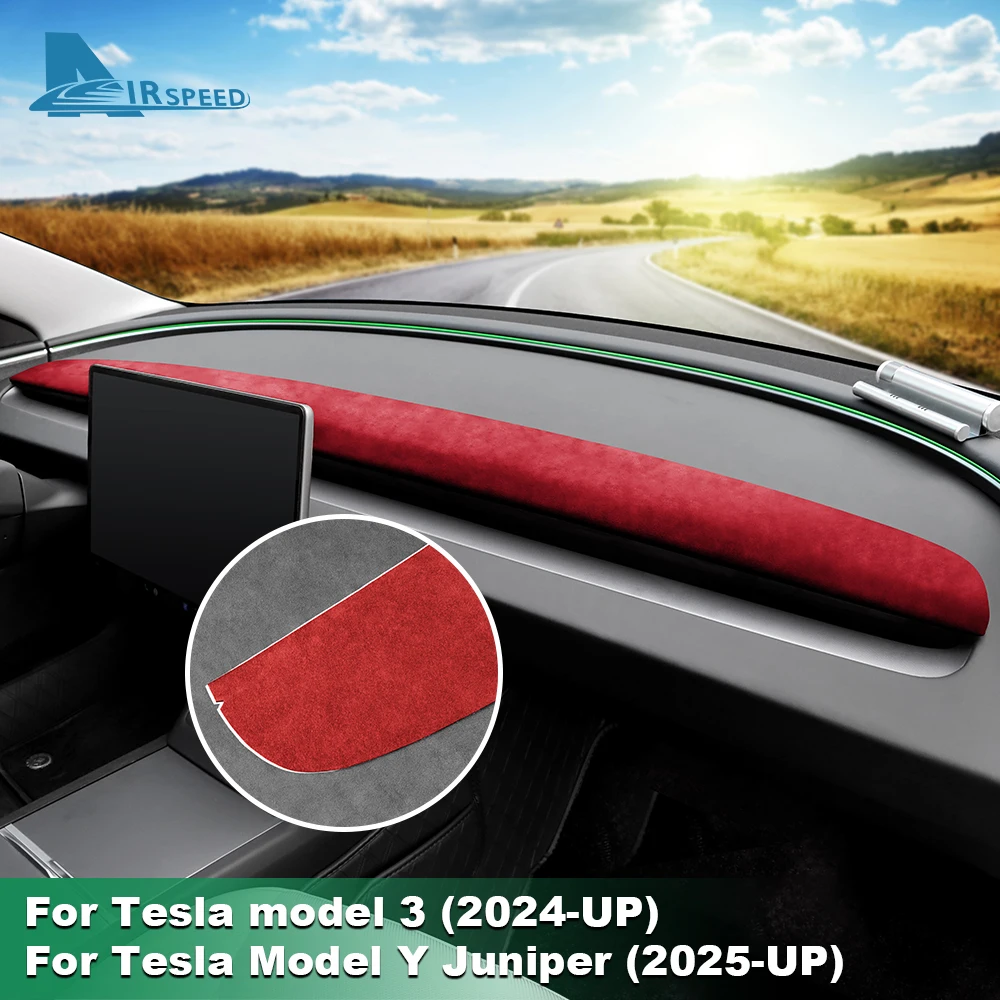 

Italian Top Suede Trim Sticker for Tesla Model 3 Highland 2024 Model Y Juniper 2025-Up Center Console Dashboard Panel Interior