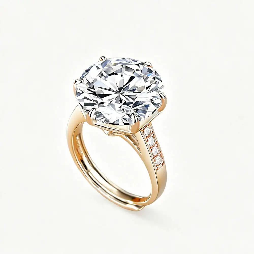 925 Sterling Silver Six Prong Solitaire Adjustable Ring D VVS1 Moissanite Luxury Wedding Engagement Fine Jewelry For Women