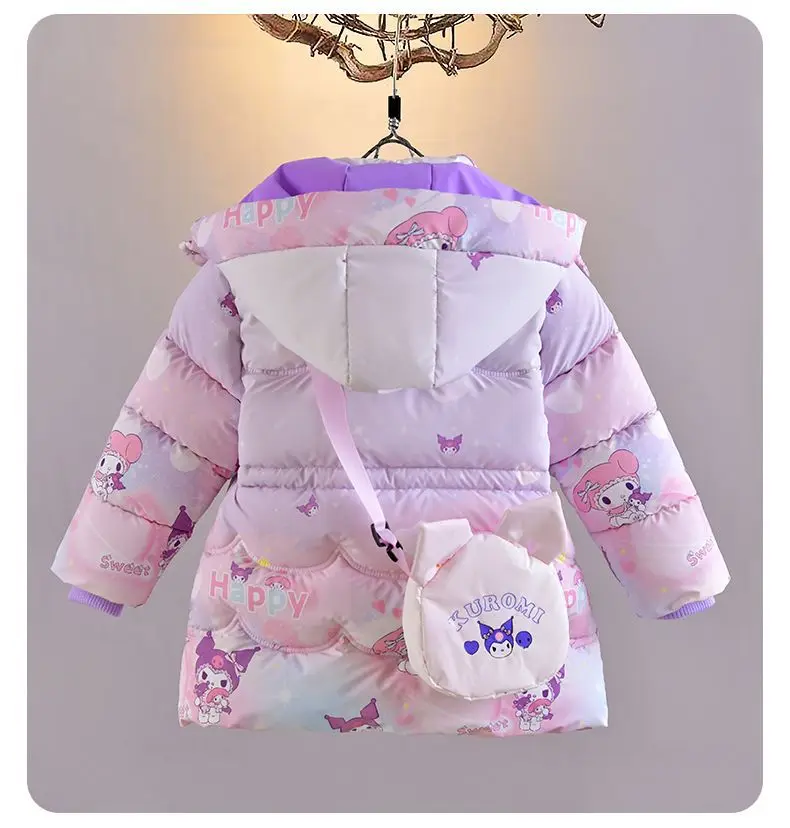 سانريو كورومي فتاة أسفل سترة معطف الأطفال الشتاء الكرتون مقنعين الملابس المبطنة بالقطن سترة كوالي كوريا الجنوبية السترات #6