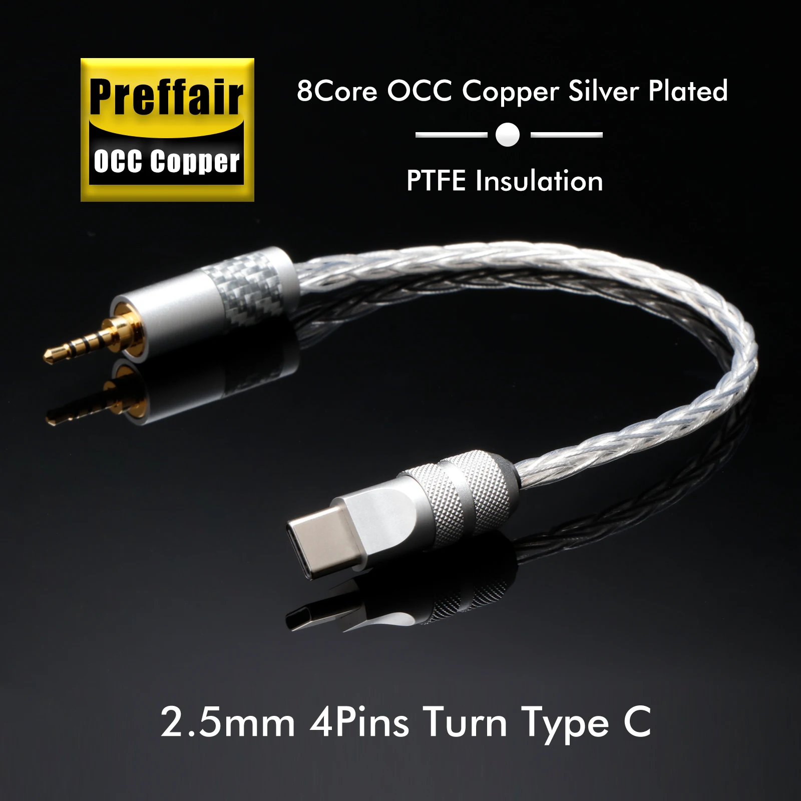 Preffair E50107 4,4/2,5/3,5mm zu USB Typ-C Aux-Kabel HIFI 8-Kern Versilberte Adapterkabel für Handy iPad Laptop Player – Detail 8