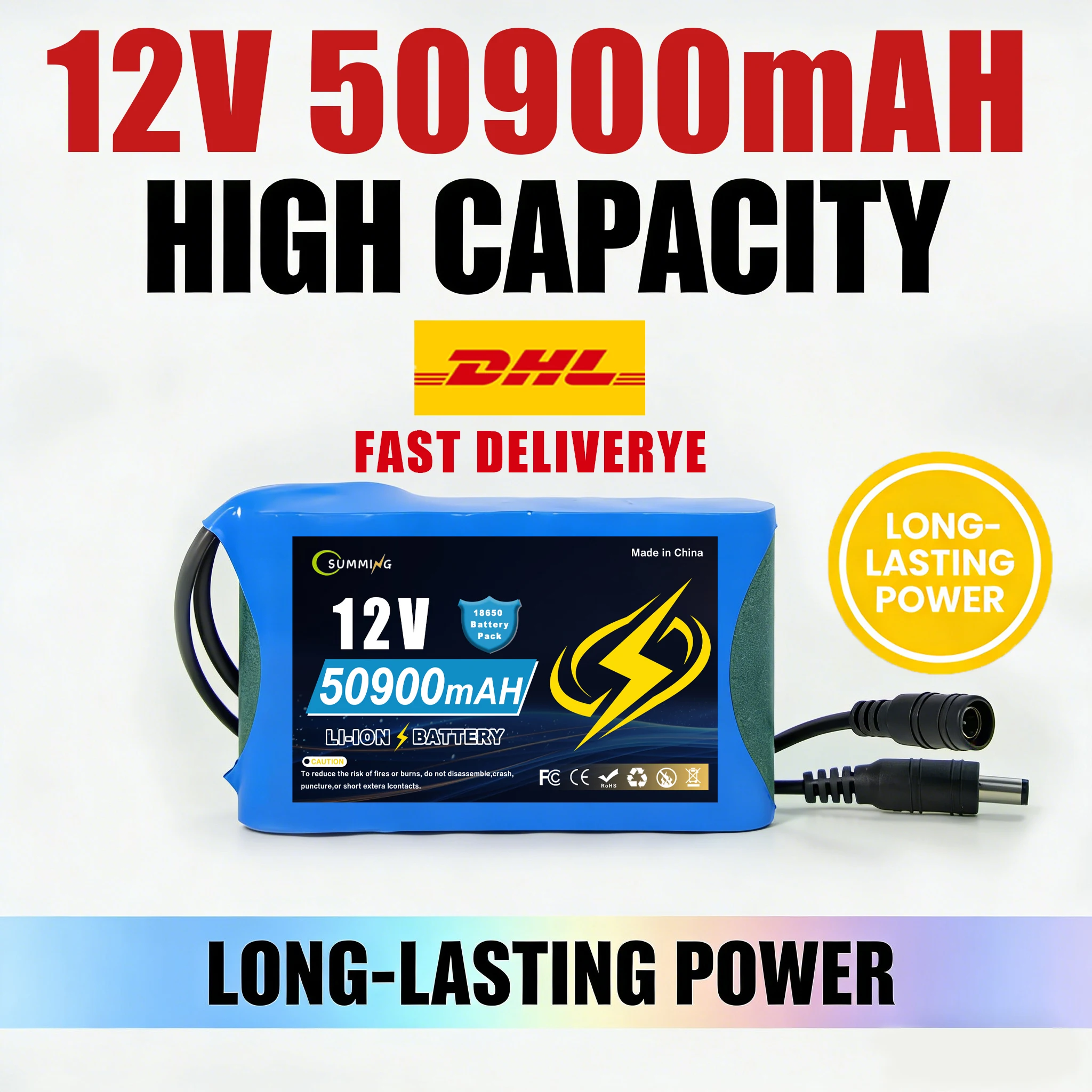 

3S2P 12.6V 50900mAh Li-ion Аккумуляторная батарея 12В 50.9Ач с зарядным устройством постоянного тока, защита от перезаряда/переразряда Защита