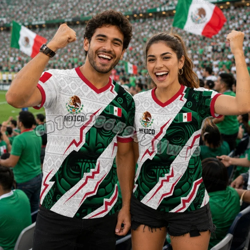Mexico National Flag Print T Shirt women  Funny 3D Eagle Pattern Short Sleeve Tees Outdoor Football Sports Clothing Casual Tops view 2