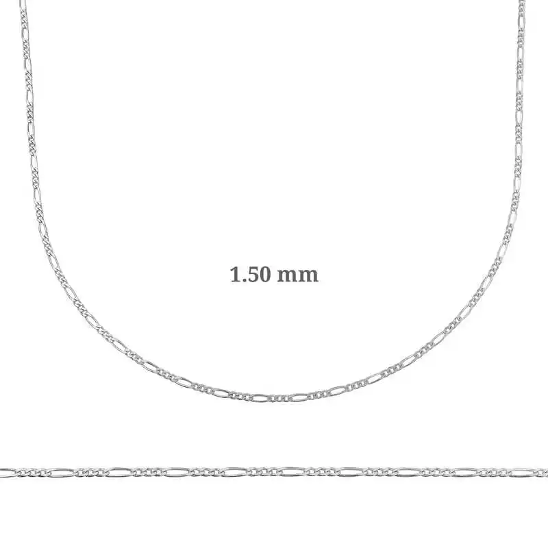 1.50mm Silver Figaro Chain-0.40 micron