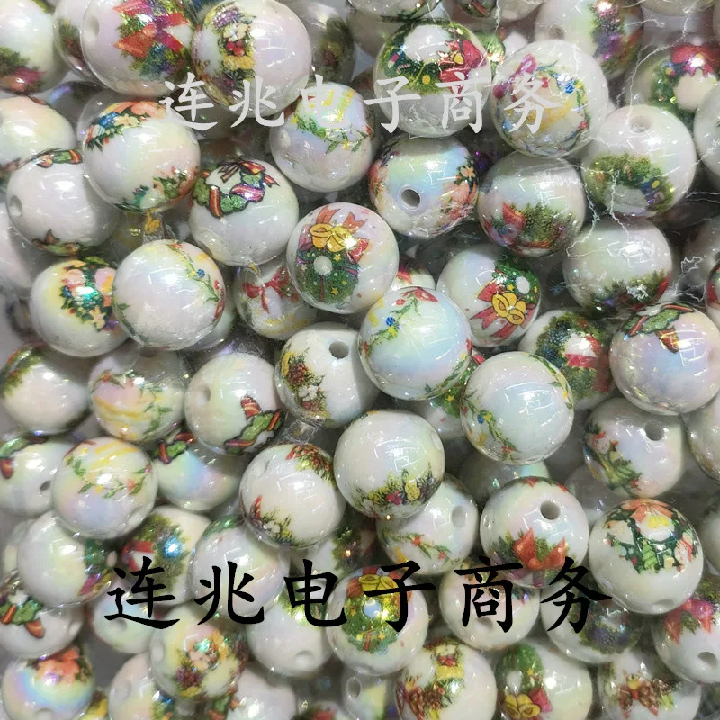 5pcs cartoon anime acrylic beads white background printed beads for diy jewelry making bracelets materials