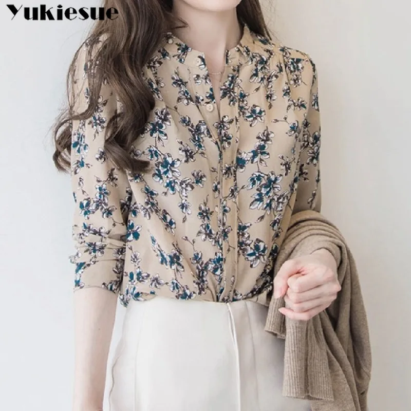 

Aestheticism Leisure Commuting 2023 Spring New Korean Bowknot Fragmented Flowers Chiffon Shirt Women's Design Sense Top Shirt