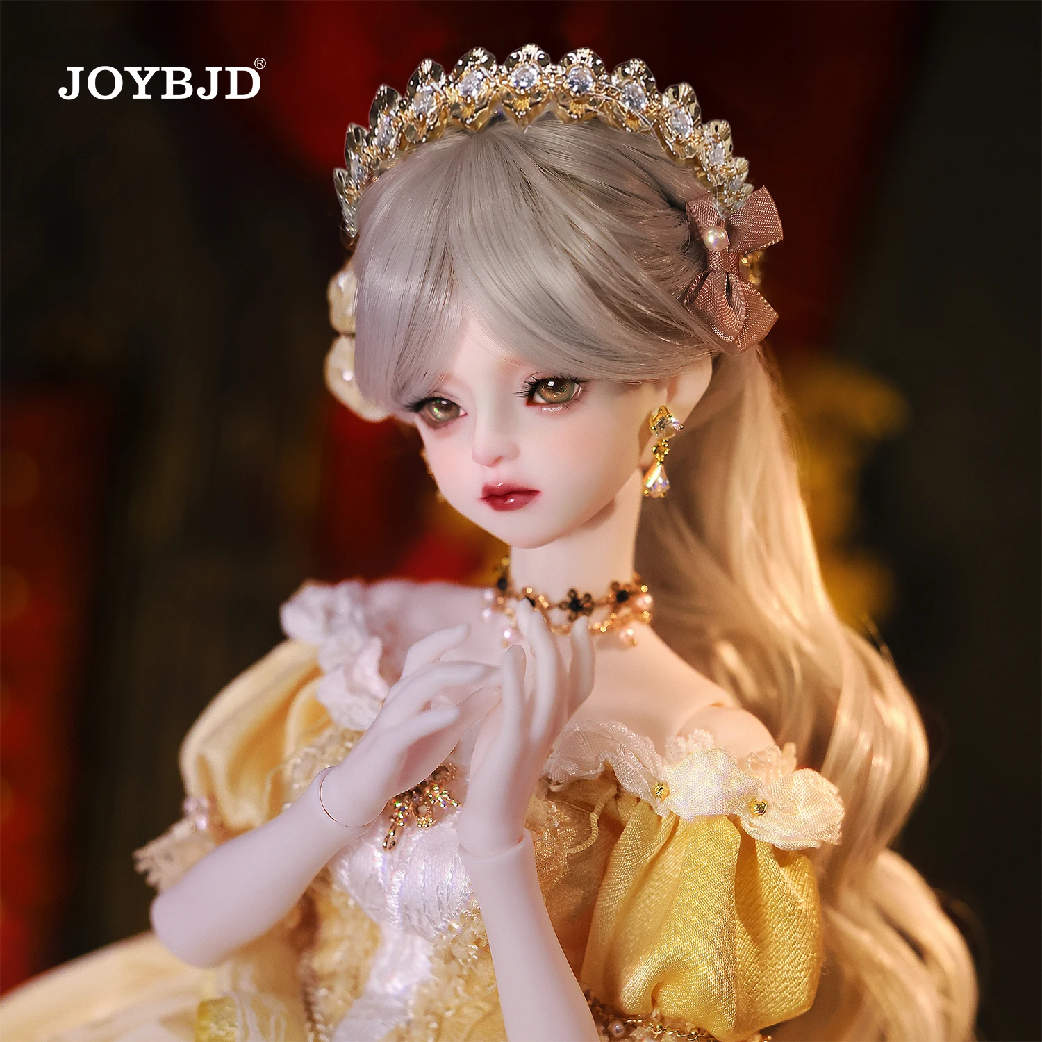 

JOYBJD 1/4 Bowen, полный комплект, шарнирная кукла, европейская благородная принцесса 20-го века с короной, желтый наряд, корпус из смолы Muxi