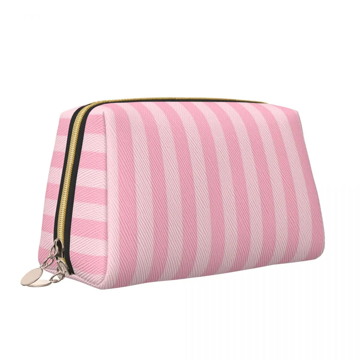 Pink White Stripes Exquisite and stylish portable multifunctional leather travel grooming and makeup bag