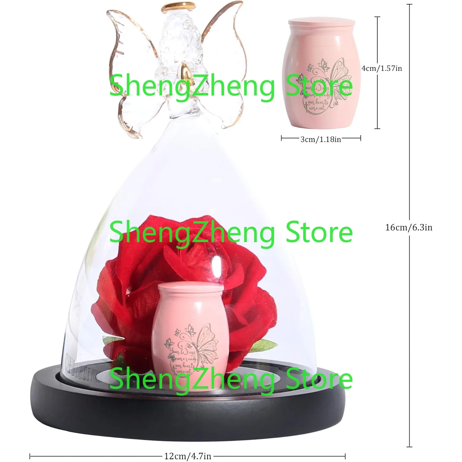 Butterfly Mini Urn,Small urns feral Urnsor Human Ashes Keepsake,Glass Angel Figurine with Roses Holder Small Ash Urn Little urn