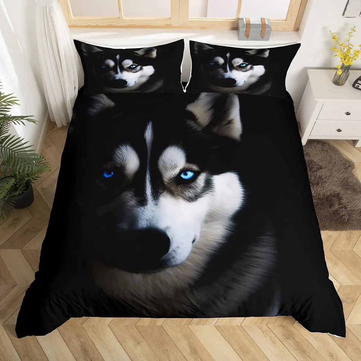 Husky Dog Duvet Cover King Queen Pet Puppy Bedding Set Lovely Animal Comforter Cover Polyester Quilt Cover with 2 Pillowcases