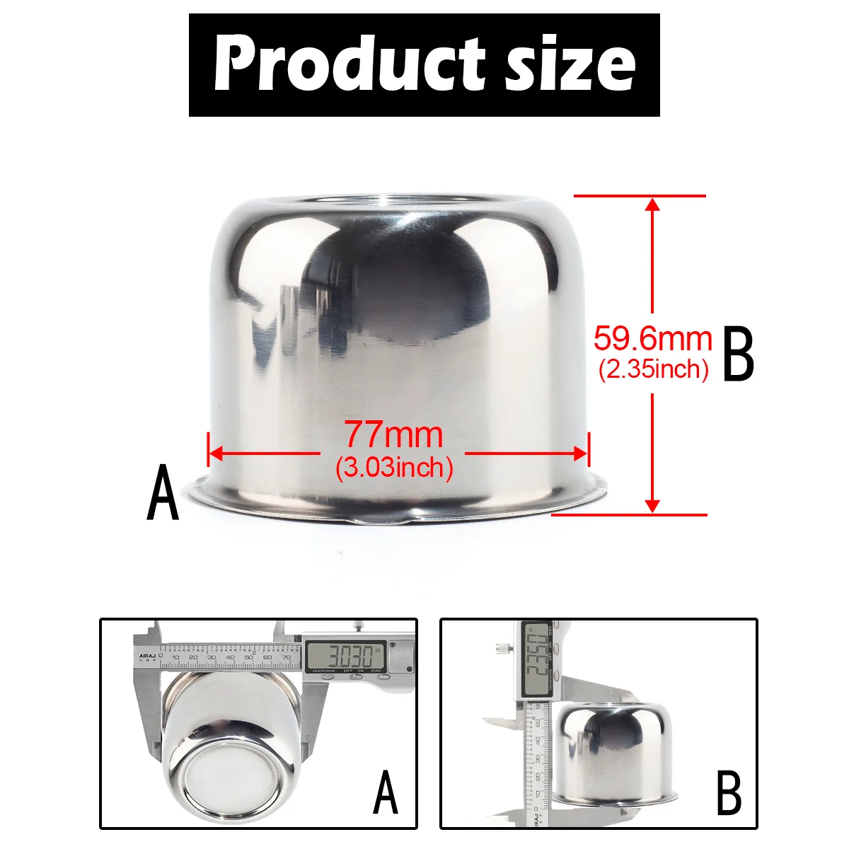 1pc/4pcs  Stainless Steel PUSH-THRU HUB CENTER CAP  Fit for 3.03