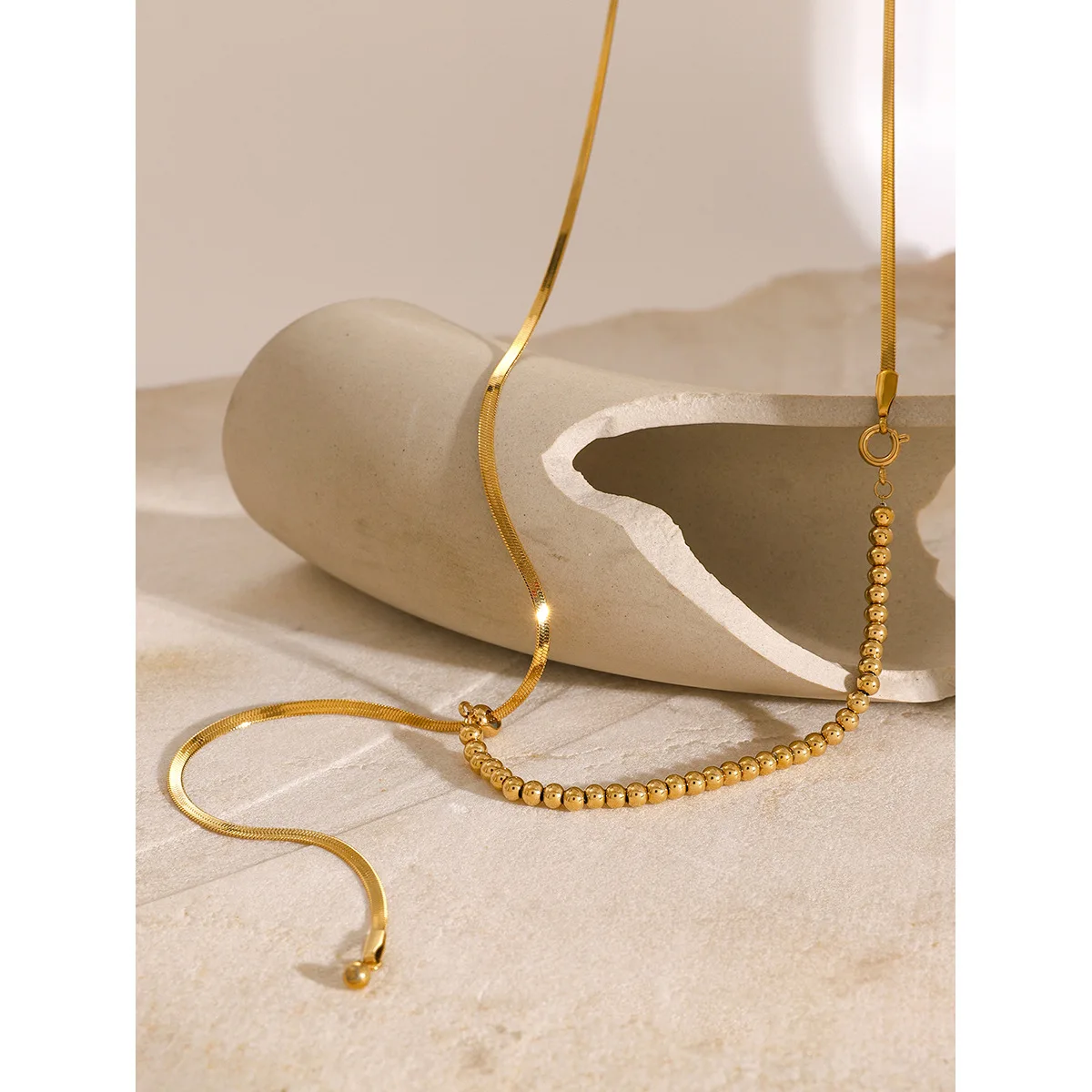 

Stainless Steel PVD 18K Gold Plated Tarnish Waterproof Snake Chian Necklace For Woman Jewelry Wholesale INS