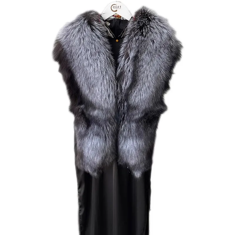 Real Fox fur the whole piece cheongsam wedding shawl long fox fur big collar scarf winter outside build warm fur collar