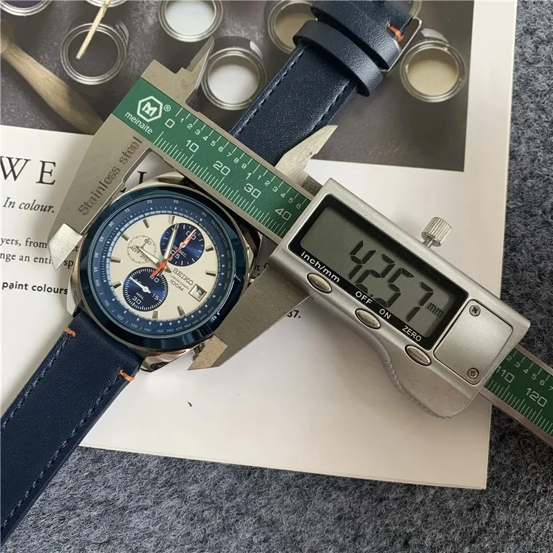 Seiko Flight Chronograph Steel Band Black Dial Men's Watch Men's Best Gift AA