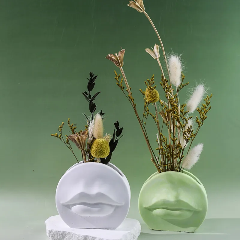 DIY vas bunga bibir Plug-in silikon cetakan Desktop ornamen gipsum kotak penyimpanan Resin epoksi cetakan rumah kerajinan alat Dekorasi