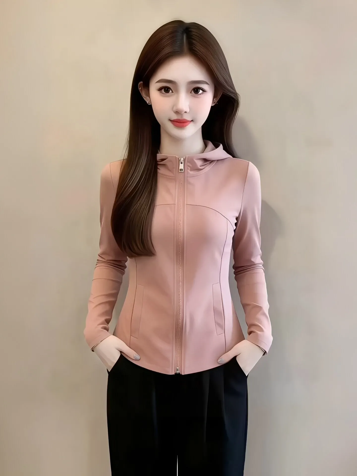 

Fashionable Slim Fit UV Protection Long Sleeve Outerwear 2026 New Style Quick Dry Zipper Design Commute Style Women's Jacket