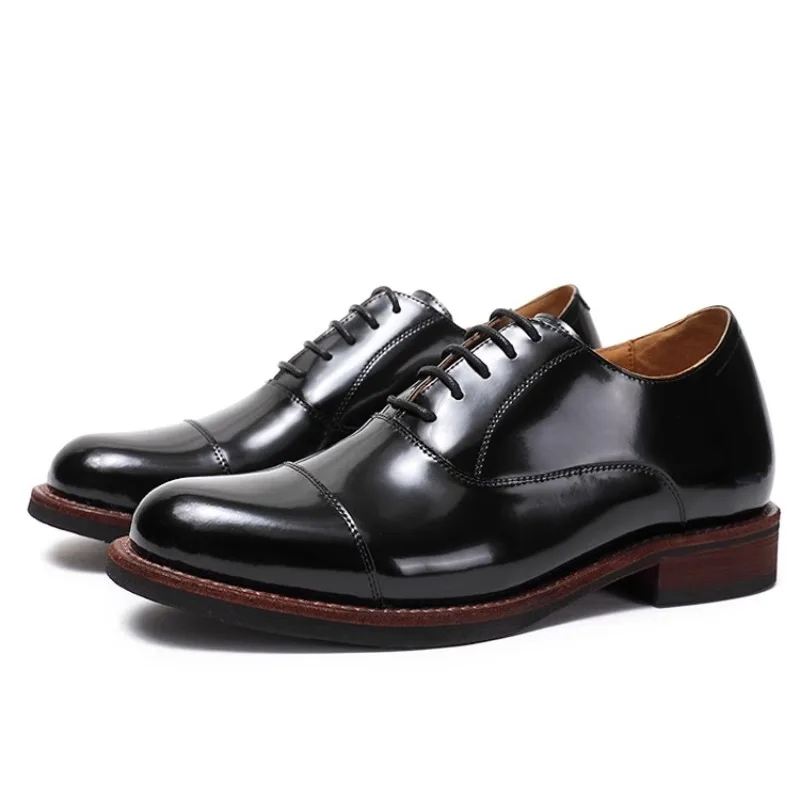 

Дизайнерские модные свадебные туфли из натуральной кожи, мужские черные невидимые туфли-оксфорды с увеличенным внутренним размером для работы и вечеринок, мужские молодежные туфли