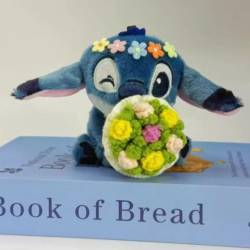 Disney Stitch Flower Bouquet Plush Toy Bag Pendant Cute Doll Keychain Best Valentine's Day and Birthday Gift