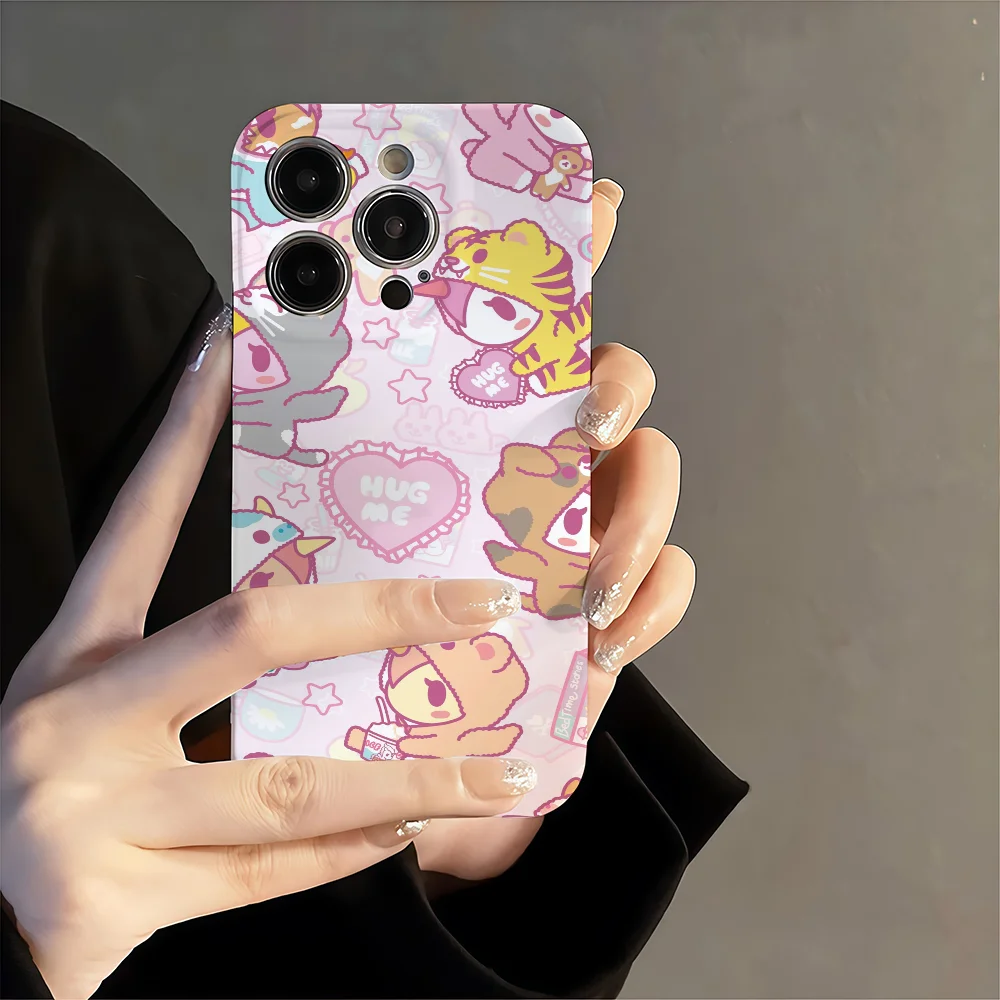 العصرية العلامة التجارية T-tokidokis الكرتون لطيف جراب هاتف آيفون 17 16 15 14 13 12 11 زائد برو ماكس ثقب دقيق صغير مطابقة فيلم Co #2