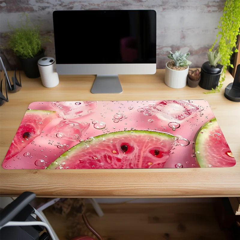 Ice Watermelon Summer Style Mouse Pad Large Desk Pad Natural Rubber Anti-Slip Office Deskpad Gift for Girlfriend Boyfriend Teens