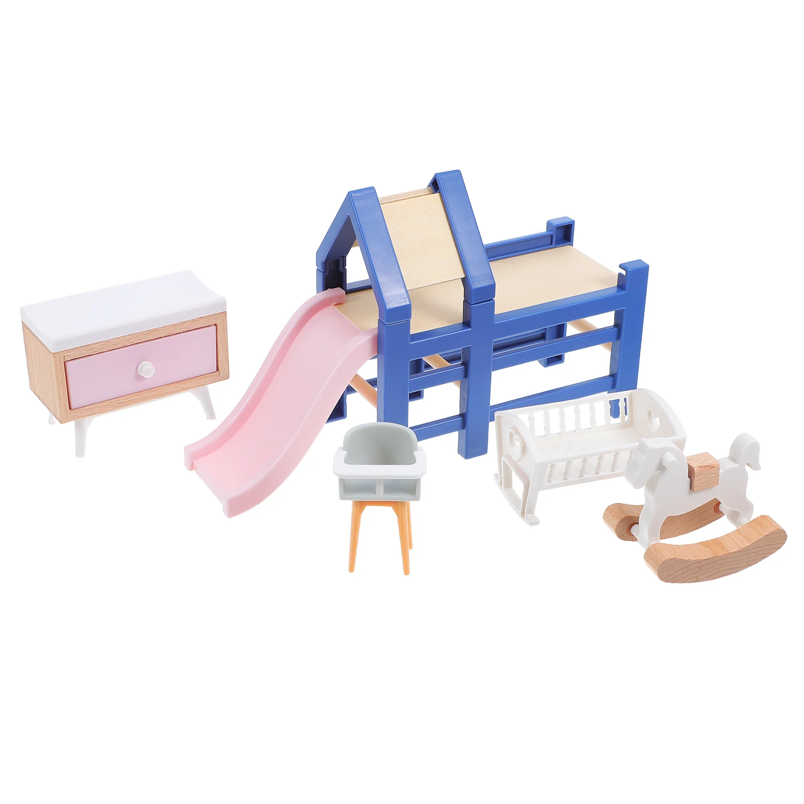 

Play House Furniture Dollhouse Baby Bedroom Accessories Toy Set Mini Accessory Crib Wood