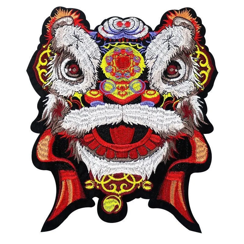 [Patch]Large Hole Repair Patch Chinese Style Embroidery Crane Dance Lion Patch ClothingdiyDecorationTT-shirt Sweatshirt Hole Rep