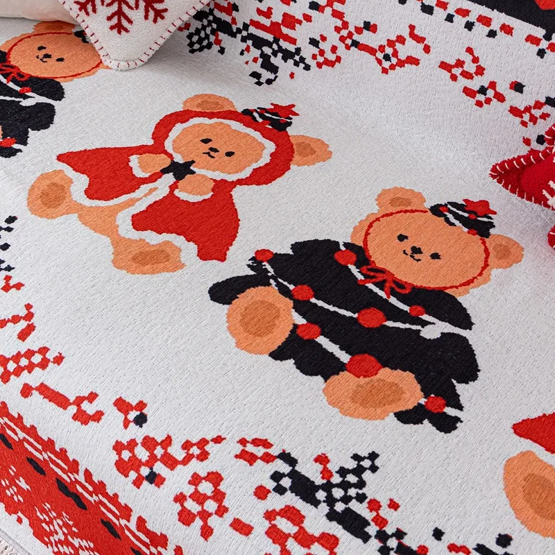 عيد الميلاد أريكة منشفة الأمريكية الرجعية متعددة الأغراض بطانية عدم الانزلاق غطاء كامل منشفة من القماش بسيطة وعصرية نافيداد 2026 #4