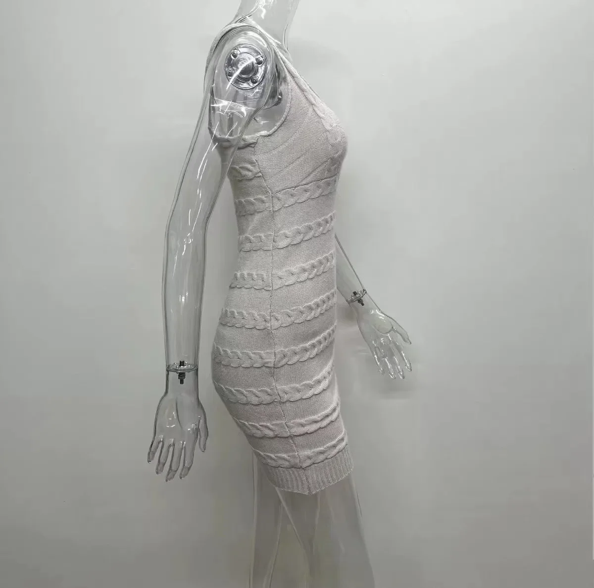 2025 Summer Knitted Holiday Beach Mini Dress Women Sexy V-neck Spaghetti Straps Backless Bodycon Vacation Outfits Streetwear